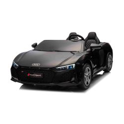 Elektrické autíčko Audi R8 SPYDER Dvojmiestne 24V, čierne, MP3 Prehrávač s USB/AUX a Bluetoothom, Batéria 24V/14Ah, 2 x 200W Motory, EVA kolesá so zadným odpružením, Koženkové sedadlá, Diaľkový ovládač, Licencované